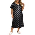 thumbnail image 3 of Ihhxva Plus Size Nightgown for Women Tie Neck Polka Dot Plus Size Sleep Dress Soft Casual Nightwear Relaxing at Home L-4XL, 3 of 6