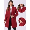 thumbnail image 2 of DARING DIVA Women's Vintage Belted Coat Stand Collar Winter Outwear Coats Dark Red XS, 2 of 6