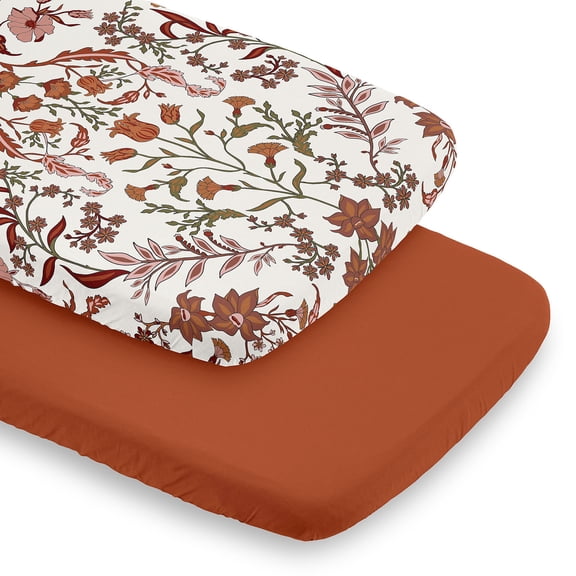 Sweet Jojo Designs Boho Floral Wildflower Girl Baby Bassinet Fitted Sheets Set 2 Piece