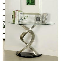 Bowery Hill Glass Top Console Table in Satin