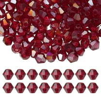 Uxcell 6mm Bicone Crystal Beads, 200 Pcs Glass Faceted Bicone Beads for Jewelry Making, Light Red