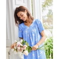 thumbnail image 2 of Ekouaer Nightgowns for Women Cotton House Dress with Pockets Short Sleeve Mumu Dress Embroidered Lounge Dress, 2 of 6