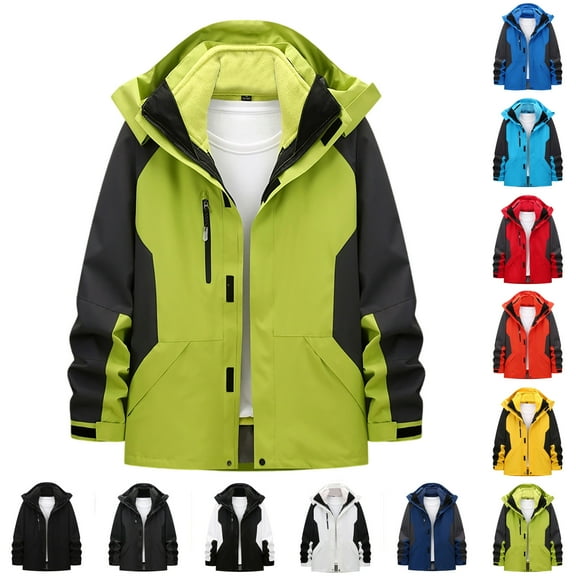 Momasggi Men's Waterproof 3-in-1 Ski Jacket Warm Winter Snow Coat Fleece Inner Zip Up Hooded Windproof Coats Outdoor Hiking Jackets with Pockets Blue 2XL