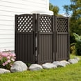 thumbnail image 4 of Devoko Fence Privacy Screen,4 Panels Outdoor Screen Enclosure for Patio & Yard, Resin Fence Panels Ideal for Hiding Air Conditioner and Trash Can, Brown, 4 of 7