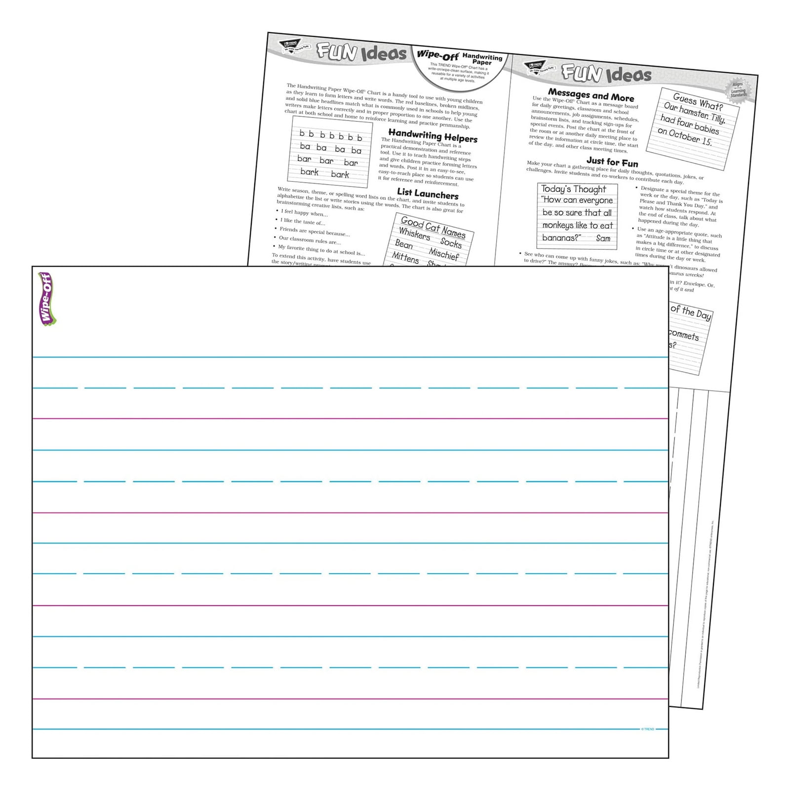 TREND Handwriting Paper Wipe-Off Chart, 17" x 22", Pack of 6