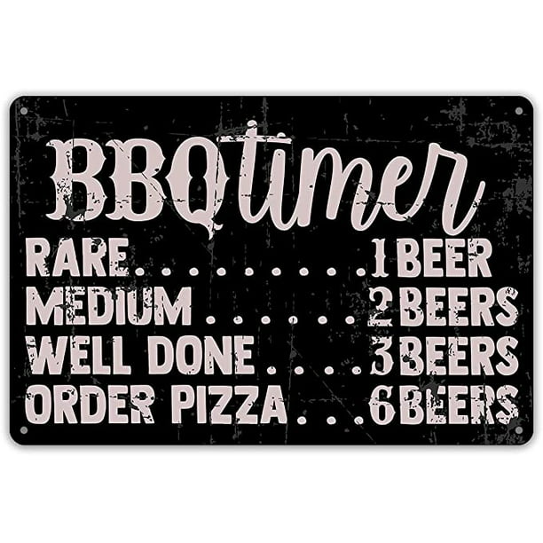 Funny BBQ Timer Quote Metal Tin Sign Wall Decor Retro BBQ Signs with Sayings  for Home Kitchen Restaurant Café Decor Gifts 