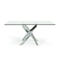 thumbnail image 2 of Modrest Pyrite Rectangular Modern Metal & Glass Dining Table in Silver/Clear, 2 of 4
