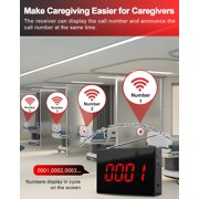 CallToU Wireless Calling System, 10 Waterproof Call Buttons with Display Receiver, Caregiver Pager for Clinic, Nursing Home, Restaurant
