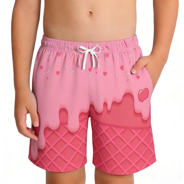 MDUKONU Boys Drawstring Sports Shorts Quick Dry Breathable Running Workout Shorts Pink 13-14 Years