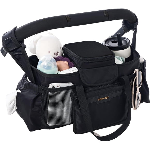 Momcozy Extra Grande Max Organizador para Cochecito - Con Bolsa para Chupón de Grado Alimenticio, 3 Formas de Uso y Bolso Pequeño Desmontable, Compatible con UPPAbaby y Doona