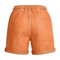 thumbnail image 6 of QSAWXQZ Women's Tencel Linen Blend Shorts Elastic Drawstring Waist Rolled Hem Summer Casual Loose Beach Hot Pants Comfortable Soft Shorts with Pockets 2XL, 6 of 6