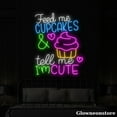 thumbnail image 2 of Glowneon Feed Me Cupcakes & Tell Me I'm Cute Neon Sign, Cakes LED Sign, 2 of 5