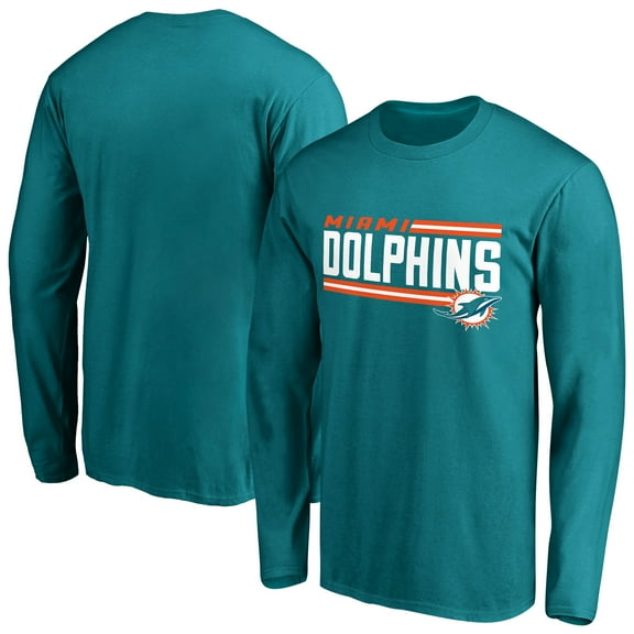 Men's Aqua Miami Dolphins Iconic Collection On Side Stripe Long Sleeve T-Shirt