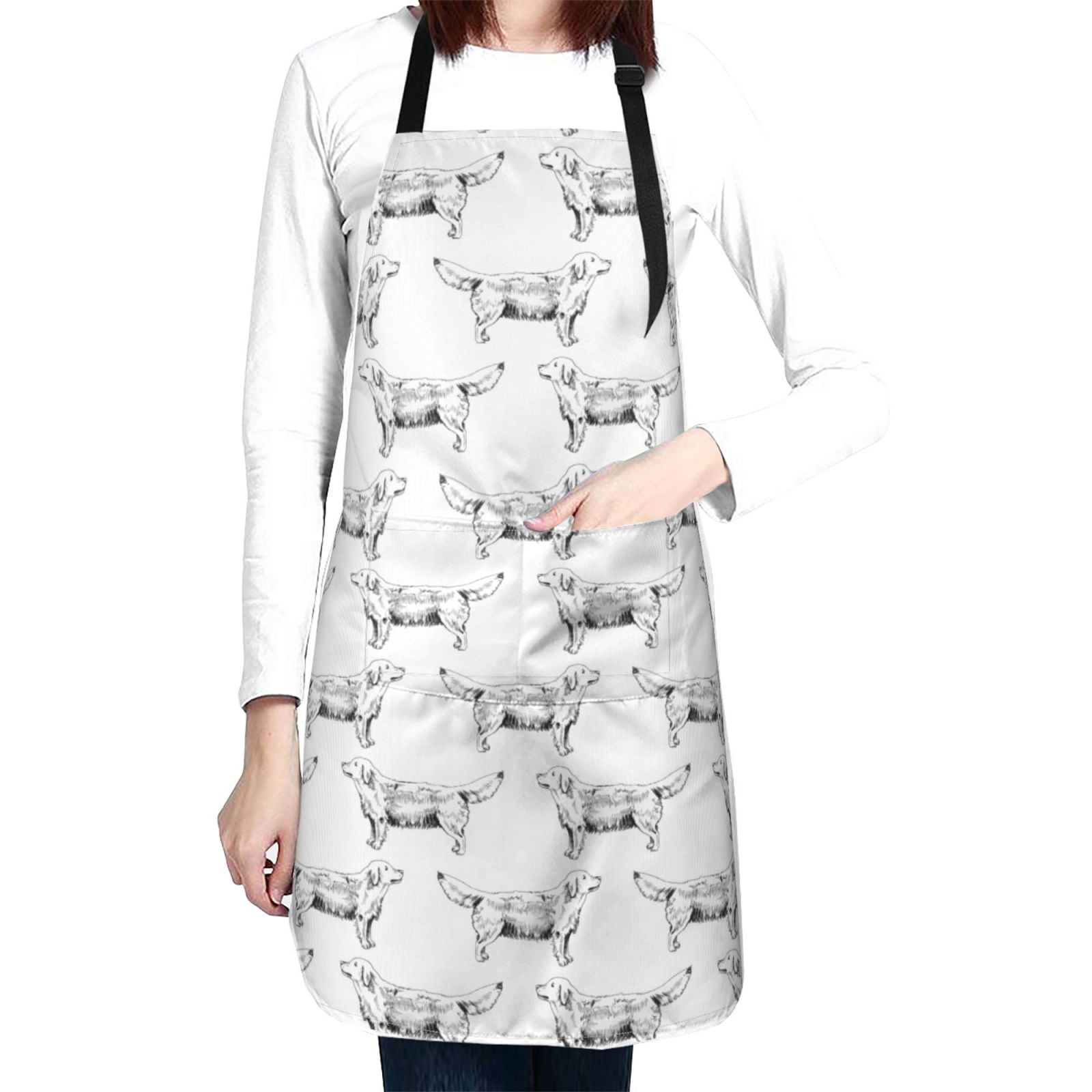Kdxio Labrador Retriever Dog Apron with Pockets Adjustable Kitchen Aprons for Men Women Waterproof Aprons for Cooking,Drawing,Crafting, Baking Household Cleaning