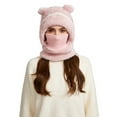 thumbnail image 3 of Cadancy Womens Beanie Hats Winter Fleece Balaclava Ski Mask Windproof Cute Bear Ears Snow Caps Plush Soft Warm Outdoor Cold Weather Hooded Scarf Neck Warmer, 3 of 4