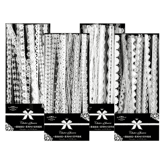 CCOCC 120 Pcs White Lace Scrapbook Stickers, Vintage Style, Pet Material, Perfect for Scrapbooking, Wedding Invitations, Journals & More, Delicate Lace Stickers
