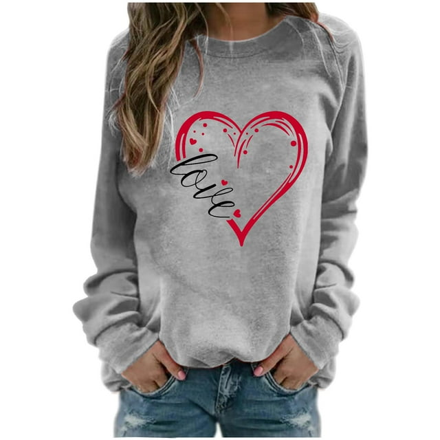 Chandails à Capuchon Graphiques pour Femmes Col Rond Manches Longues Imprimé Décontracté Ample Chandail Molletonné T-Shirt Blouse Hauts d'Automne