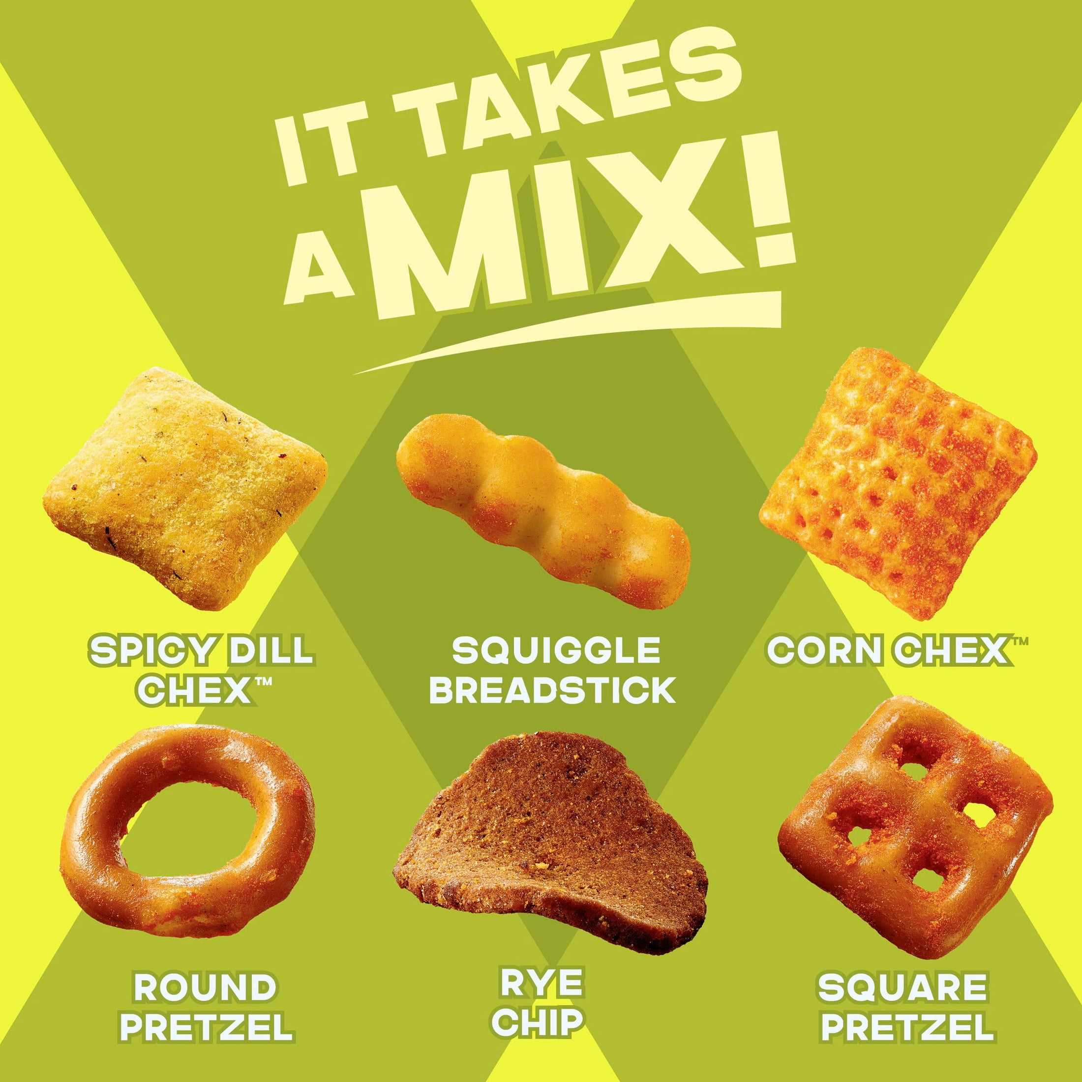 Chex Mix Spicy Dill Snack Mix, Savory Snack Bag, Family Size, 13.5 oz