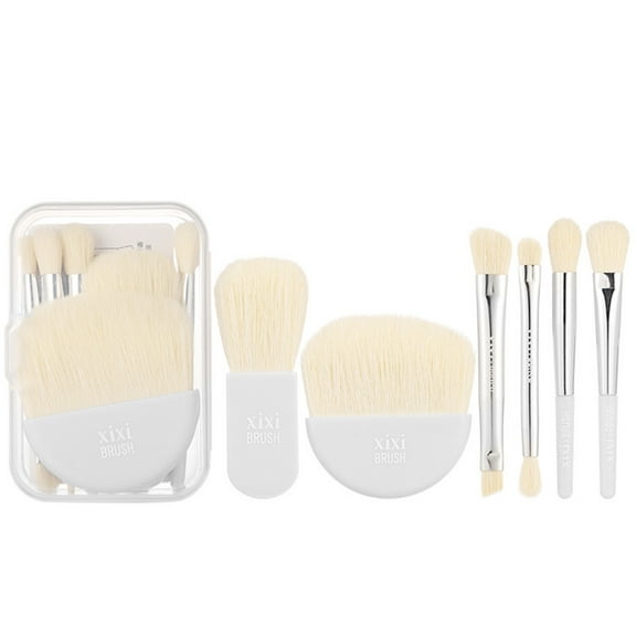 TUTUnaumb Portable Mini Makeup Brush Set Mini Complete Function Cosmetic Brushes Kit Travel Makeup Brushes Set Small Mini Makeup Brush Case For Women Face Eye Eyebrow Blush And Lip Gloss-White