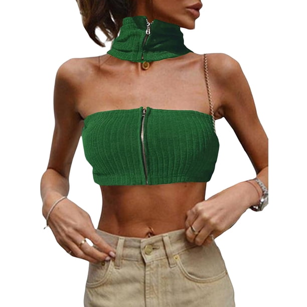 Txlixc Blusa tubular de verano para mujeres, de punto de color sólido Txlixc moda