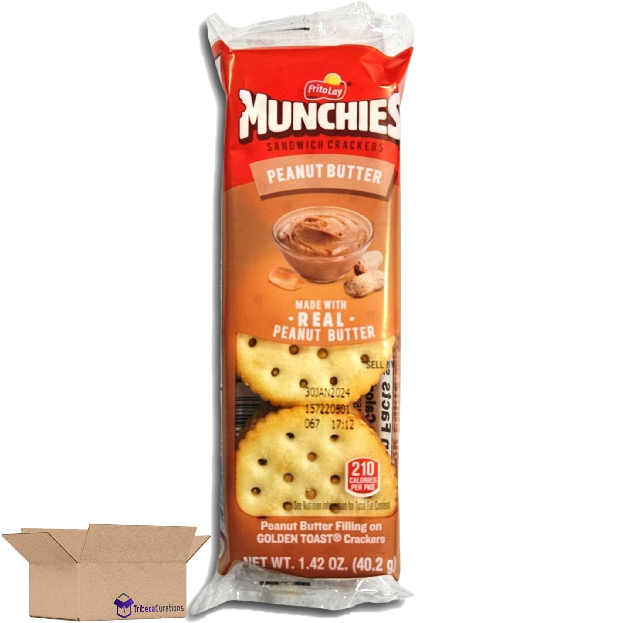 Munchies Peanut Butter Sandwich Crackers Value Pack |  8 Count Box | Pack of 3 (24 Total Sleeves)