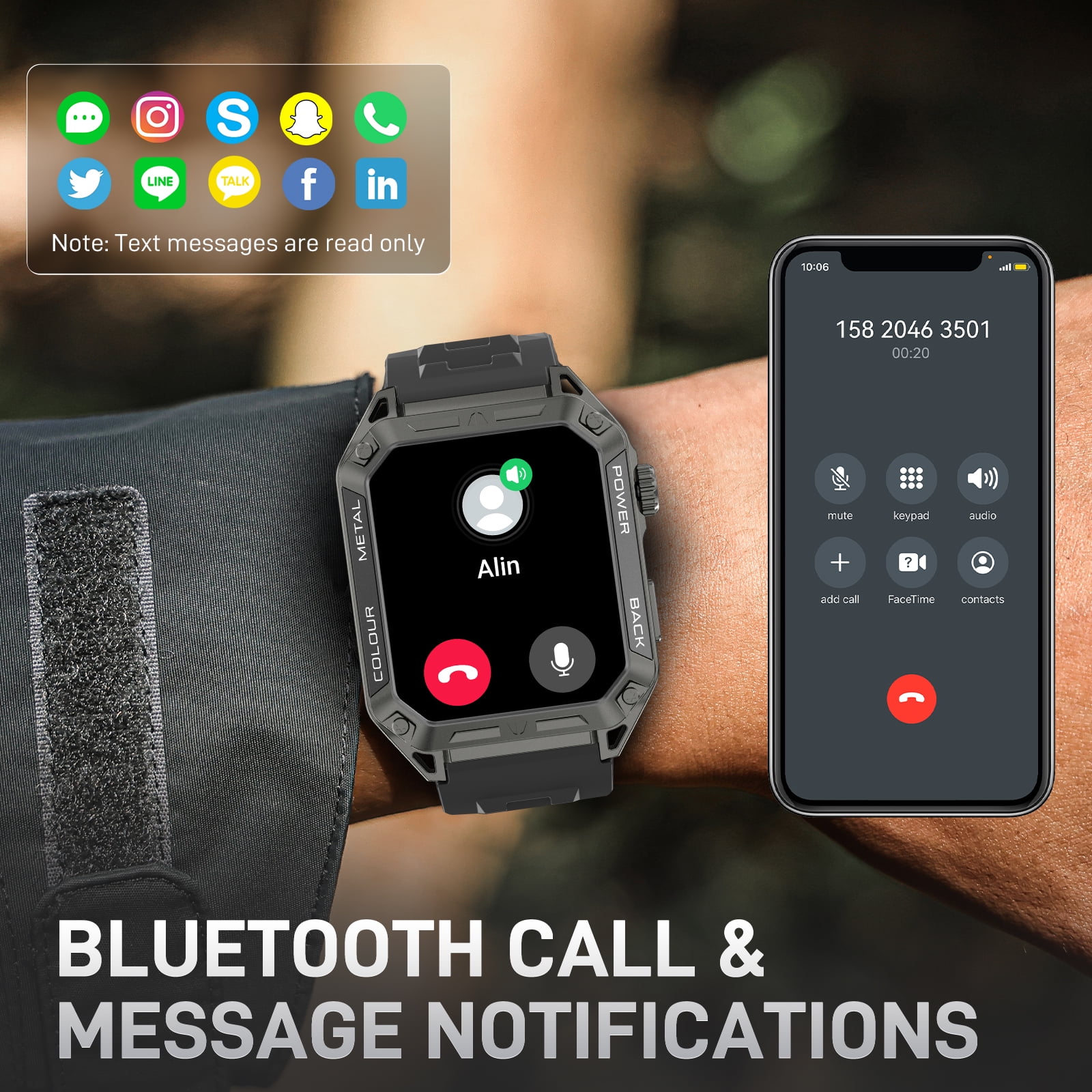 Cyberdyer Smart Watch Fits for Android and iPhone, IP67 Waterproof Smartwatch for Men 100+ Sports Modes 1.91-inch Fitness Tracker,Bluetooth Call, 15-Day Standby,for Thanksgiving Halloween Gift