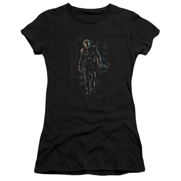 Batman Joker Leaves Arkham S/S Junior Women's T-Shirt Sheer Black