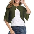 thumbnail image 6 of BONIXOOM Fall Cardigans For Women 2023 Cardigan Women Long Sleeve Buckle Solid Vacation Cardigan Army Green L, 6 of 9