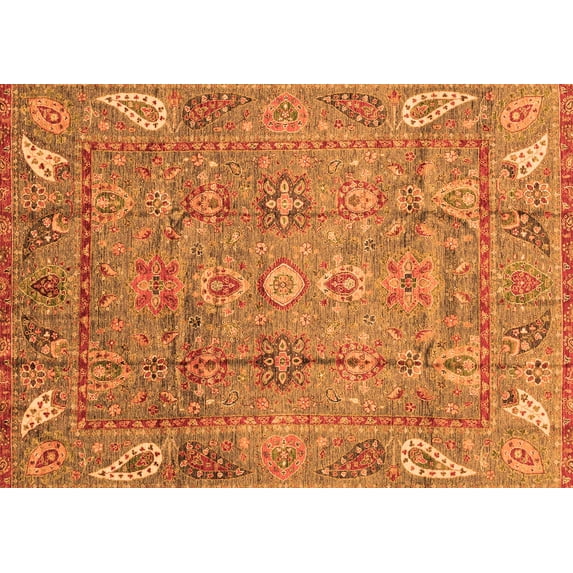 Ahgly Company Indoor Rectangle Abstract Orange Modern Area Rugs, 2' x 5'