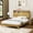 Natural-Queen Size, variant on HMYG Full Extra Long(Full XL) Size bed frame with storage headboard,built-in charging station,wavy curved lines design,silent operation,metal support,Walnut