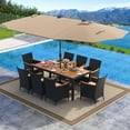 thumbnail image 1 of Gymax Set Of 11 Patio Dining Set w/ 15ft Double-Sided Patio Umbrella (Base Included) Coffee, 1 of 6