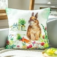thumbnail image 3 of Happy Easter Throw Pillow Set of 4 Easter Decor for Sofa Couch Colorful Egg and Beige Rabbit 18 x 18 Inch, 3 of 7