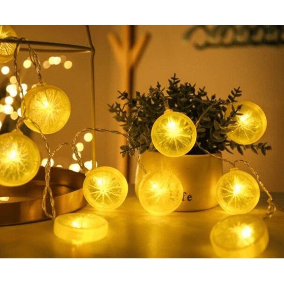 Lemon String Lights, 10 LED Plug in 68" Lemon String Lights Warm White Fairy L
