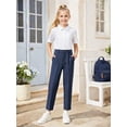 thumbnail image 2 of HILEELANG 1PC Big Boys Girls School Uniform Pants Navy Blue Kids Wrinkle-Free Dress Slacks Elastic Back Waist Classic Fit Pull-On Trousers for Students 8-10Years, 2 of 7