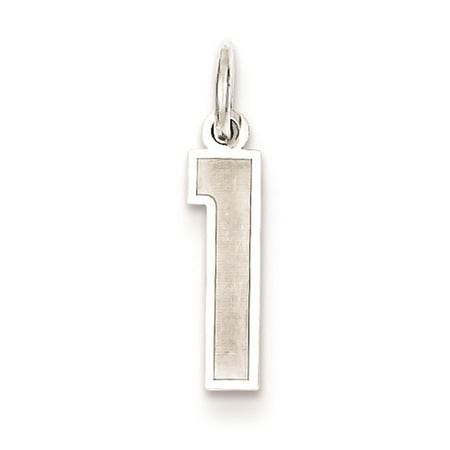 925 Sterling Silver Satin & Polished Small Number 1 Charm Pendant
