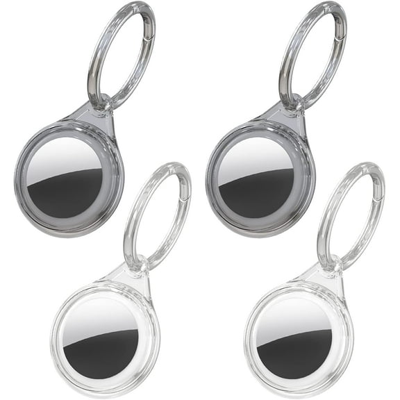 Compatible with AirTag Case with Keychain, 4 Pack Clear Full Body Protective Compatible for Apple AirTag Holder with Key Ring Loop Skin Cover for Wallet, Dog Cat Pet Collar, Kids-Clear 01