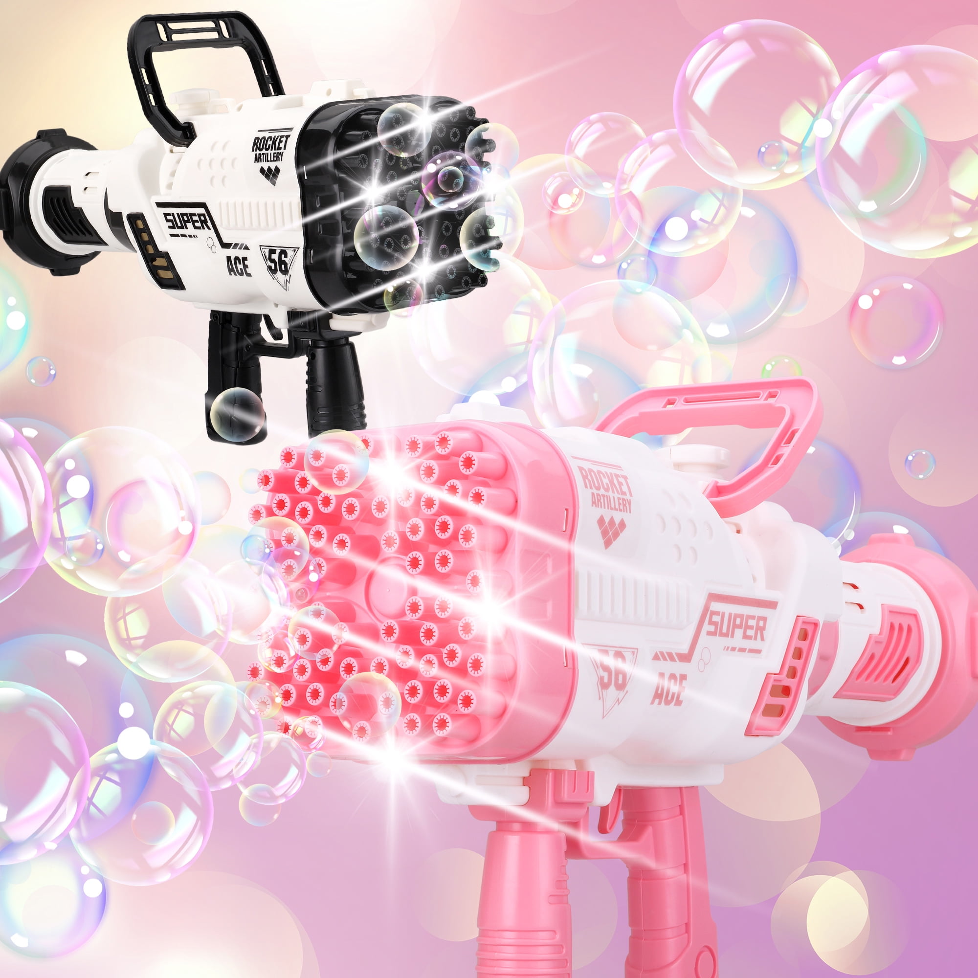 LELINTA Bubble Gun Rocket Bubble Blowers Machine, 68Hole Bubble Gun