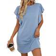 thumbnail image 4 of Summer Women'S Crew Neck Flounce Cap Sleeve Casual Tunic Dresses S, 4 of 9