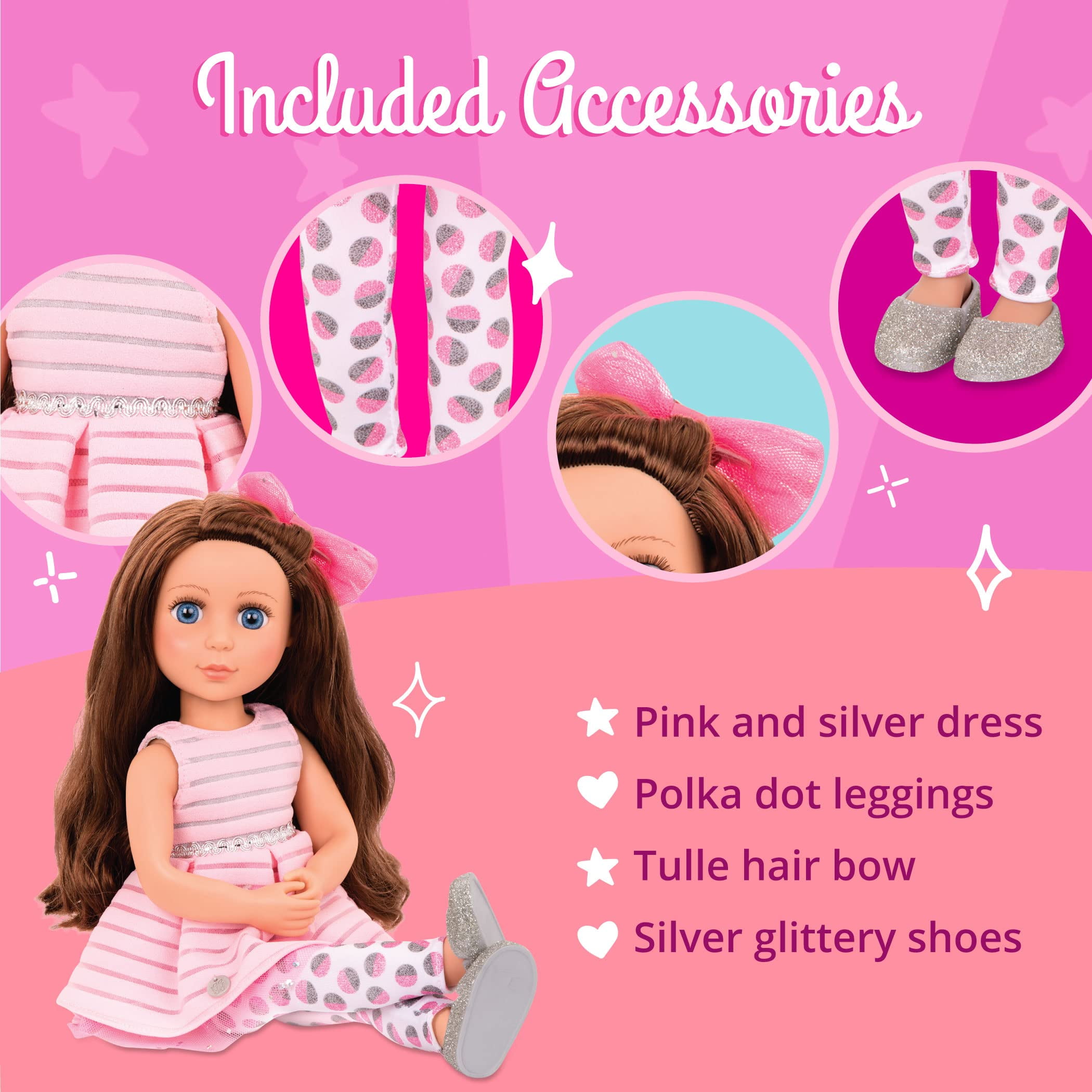 Battat Glitter Girls 14 Doll Kika - Brown Hair, Blue Eyes, Ice Cream  Outfit & Accessories - Ages 3+, Pink