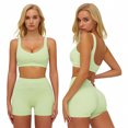 thumbnail image 7 of IBTOM CASTLE Womens Workout Sets Color Block Sports Bra Matching High Waist Shorts 2 Piece Gym Yoga Pilates Outfits Light Green, 7 of 7