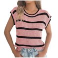 thumbnail image 1 of Débardeur Femme, Mode Décontractée Rayé Col Rond Été Camisole Blouse T-Shirt, Hauts d'Été pour Femmes, 1 of 8