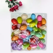 50pcs Easter Eggs Count Colorful Plastic Fake Eggs with String DIY Painting Gift