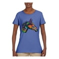 thumbnail image 3 of Colorful Neon Horse | Dean Russo Art Animal Lover Womens T-Shirt, Light Blue, 3X-Large, 3 of 6