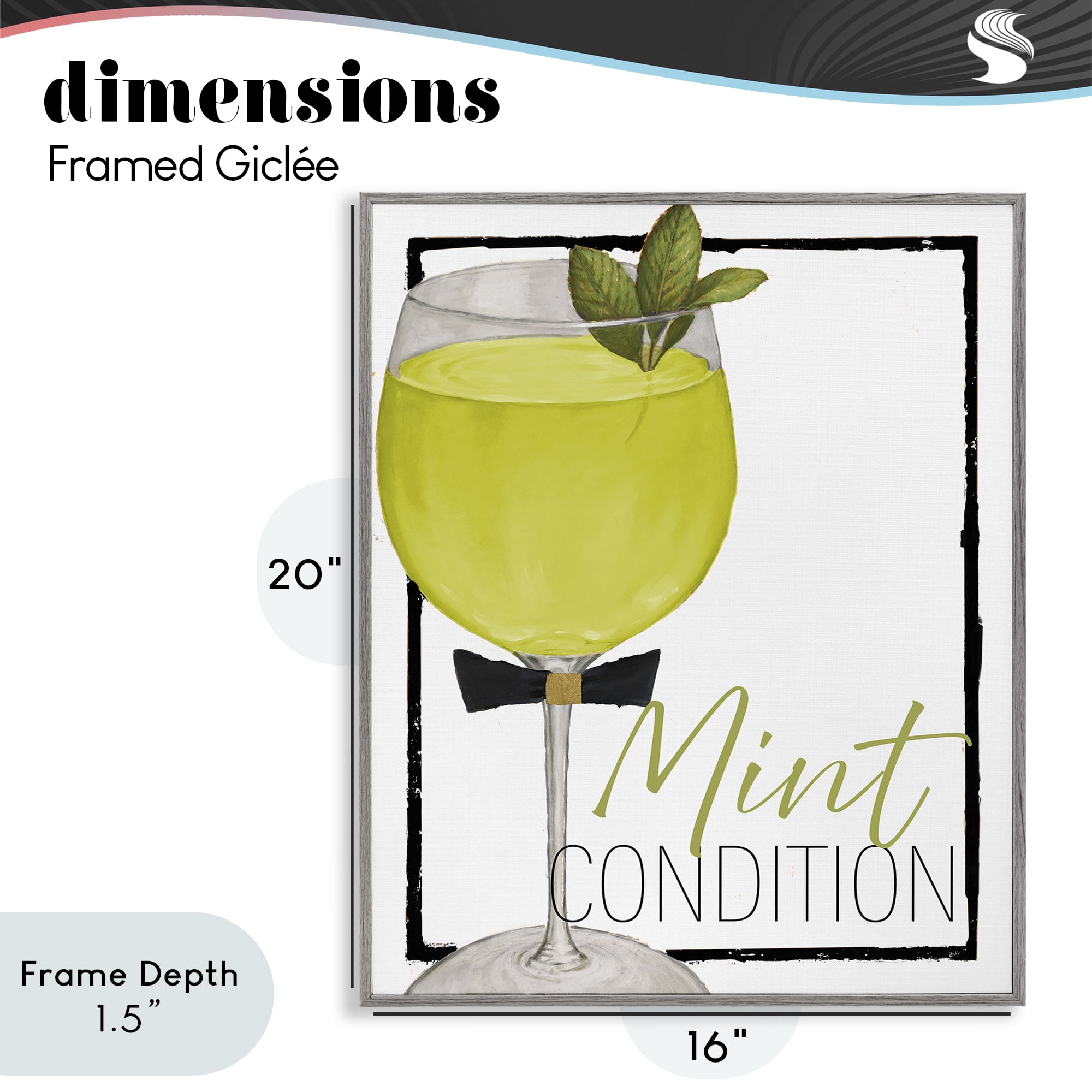 Stupell Industries Mint Condition Cocktail Gray Framed Giclee Art, design by Lorenzo Collective