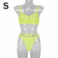 thumbnail image 1 of Encaje sexy conjunto de ropa interior sujetador ropa interior regalo para mujer, verde fluorescente, S 2 piezas Inevent XX000054-11, 1 of 7