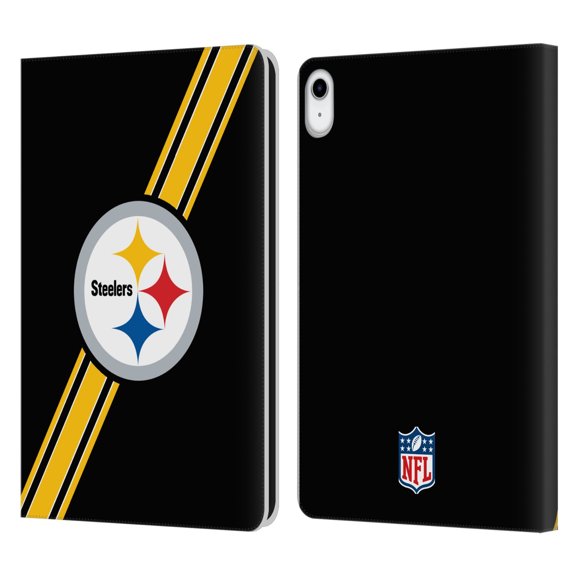 Head Case Designs NFL Pittsburgh Steelers Logo Stripes Leather Book Wallet Case Cover For Apple iPad 10.9 2022/2025