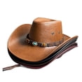thumbnail image 2 of New Faux Leather Western Cowboy Hats For Women Men Vintage Gentleman Dress Hats Panama Cowgirl Jazz Cap Sombrero Hombre, 2 of 7
