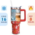 thumbnail image 4 of Christmas Tumbler 40 oz With Handle and Straw - Red Snowman Stainless Steel Insulated Coffee Cups - Mugs Gifts Stuff Decor for Women Girls, 4 of 6