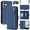 Blue, variant on Rugged Wallet Case for iPhone 16, PU Leather + TPU Phone Cover with Shoulder Strap Kickstand Zipper Pocket Card Slots Cash Pocket RFID Blocking & Hidden Make-up Mirror, Black