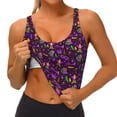 thumbnail image 4 of Vsdgher Mardi Gra2 Print Women Sleeveless Athletic Tank Top Built-in Bra Camisole Sports Vest for Yoga Running Fitness Exercise with Removable Pads, 4 of 8